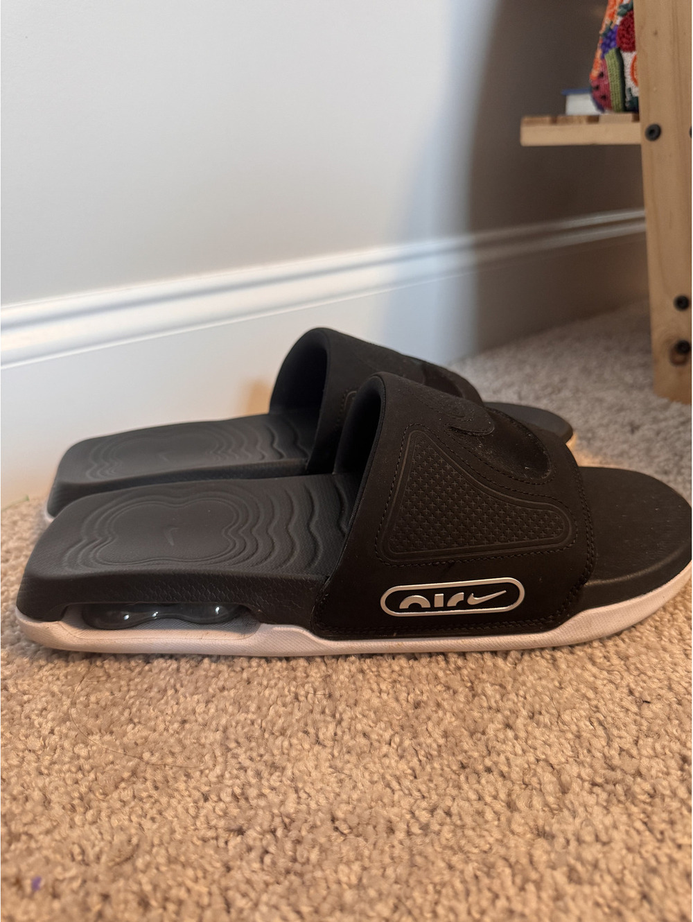 Nike Air Max Cirro Slides Men Black White Metallic Silver Sandal Size Mens 12